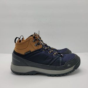 Quechua Waterproof Off-Road Mens Mid Blue Brown Hiking Boots NH300WP US Size 9.5